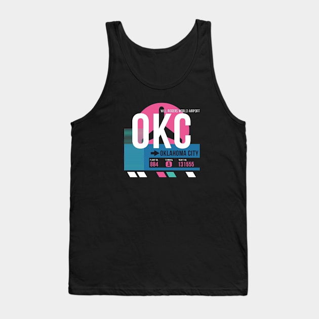 Oklahoma City (OKC) Airport // Sunset Baggage Tag Tank Top by Now Boarding